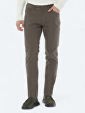 Açık Kahve Dokuma Slim Fit Casual Pamuk Karışımlı Pantolon
