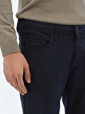 Lacivert Dokuma Slim Fit Casual Pamuk Karışımlı Pantolon