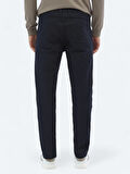 Lacivert Dokuma Slim Fit Casual Pamuk Karışımlı Pantolon