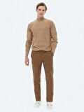 Kahverengi Dokuma Slim Fit Casual Pantolon