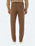 Kahverengi Dokuma Slim Fit Casual Pantolon