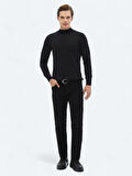 Siyah Dokuma Slim Fit Kadife Casual Pamuk Karışımlı Pantolon