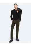 Haki Dokuma Slim Fit Kadife Casual Pamuk Karışımlı Pantolon