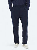 Lacivert Dokuma Loose Fit Casual Pantolon