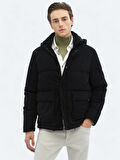 Siyah Regular Fit Casual Dokuma Mont