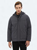 Gri Regular Fit Casual Dokuma Mont