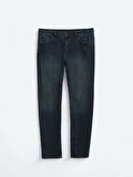 İndigo Slim Fit Denim Pamuk Karışımlı Pantolon