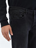 Siyah Slim Fit Denim Pamuk Karışımlı Pantolon