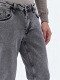 Antrasit Loose Fit Denim Pamuk Karışımlı Pantolon