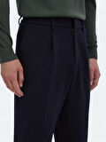 Lacivert Örme Carrot Fit Casual Pantolon