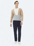 Lacivert Dokuma Carrot Fit Casual Pamuk Karışımlı Pantolon