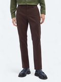 Koyu Kahve Dokuma Regular Fit Casual Pamuk Karışımlı Pantolon