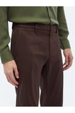 Koyu Kahve Dokuma Regular Fit Casual Pamuk Karışımlı Pantolon