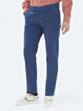 Koyu Mavi Dokuma Regular Fit Casual Pamuk Karışımlı Pantolon