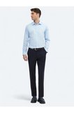 Koyu Mavi Düz Slim Fit Dokuma Klasik %100 Pamuk Gömlek