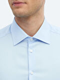 Koyu Mavi Düz Slim Fit Dokuma Klasik %100 Pamuk Gömlek