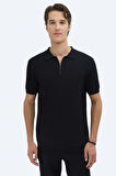 Kip Erkek Polo Yaka Düz Örgü Triko TRK-1573 Siyah