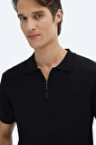 Kip Erkek Polo Yaka Düz Örgü Triko TRK-1573 Siyah