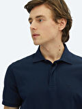 Lacivert Düz Polo Yaka %100 Pamuk T-Shirt