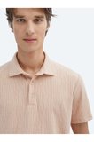Somon Desenli Polo Yaka Pamuk Karışımlı T-Shirt