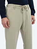 Bej Desenli Dokuma Jogging Fit Casual Pantolon