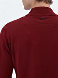 Kırmızı Yarım Balıkçı Yaka Düz Örgü Yün Karışımlı Triko Kazak