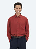 Kırmızı Fitilli Oversize Fit Dokuma Casual Gömlek