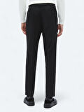Siyah Düz Dokuma Fitted Fit Klasik Pantolon