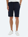 Lacivert Düz Örme Jogging Fit Spor Bermuda