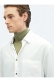 Beyaz Fitilli Oversize Fit Dokuma Casual Gömlek