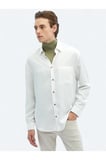 Beyaz Fitilli Oversize Fit Dokuma Casual Gömlek