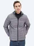 Gri Regular Fit Casual Dokuma Mont