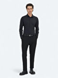 Siyah Düz Regular Fit Casual Gömlek
