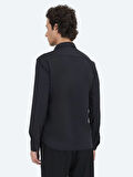 Siyah Düz Regular Fit Casual Gömlek
