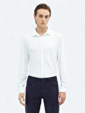 Beyaz Düz Regular Fit Casual Gömlek