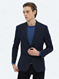 Lacivert Çizgili Comfort Fit Ceket