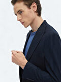 Lacivert Çizgili Comfort Fit Ceket