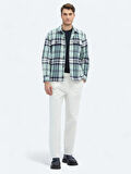 Mint Kareli Regular Fit Dokuma Yün Karışımlı Overshırt