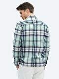 Mint Kareli Regular Fit Dokuma Yün Karışımlı Overshırt