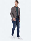 Vizon Çizgili Modern Fit %100 Pamuk Ceket