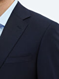 Lacivert Düz Modern Fit Yün Karışımlı Takım Elbise