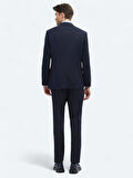 Lacivert Düz Modern Fit Yün Karışımlı Takım Elbise