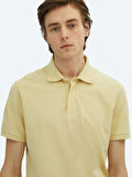 Sarı Düz Polo Yaka %100 Pamuk T-Shirt