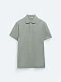 Haki Düz Polo Yaka %100 Pamuk T-Shirt