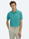 Nil Yeşili Düz Polo Yaka %100 Pamuk T-Shirt