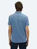 Havacı Mavi Düz Polo Yaka %100 Pamuk T-Shirt