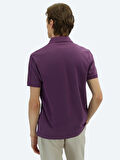 Mor Düz Polo Yaka %100 Pamuk T-Shirt