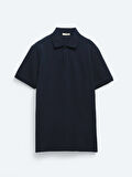 Lacivert Düz Polo Yaka %100 Pamuk T-Shirt