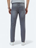 Gri Slim Fit Denim Pamuk Karışımlı Pantolon