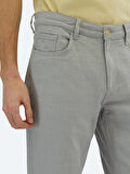 Gri Dokuma Regular Fit Casual Pamuk Karışımlı Pantolon